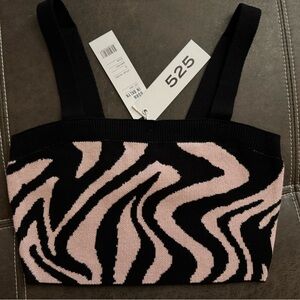 525 America Black and Pink Zebra Crop Top